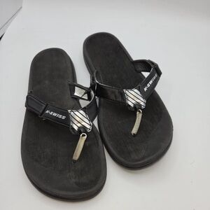 K-Swiss Women’s Black Adjustable Flip Flops Sz 9